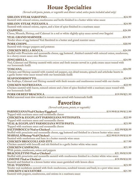 sabatino's restaurant menu.